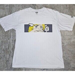 Vintage Uniqlo D Face Mens T-Shirt MED White Street Art Youre Dead To Me Anime